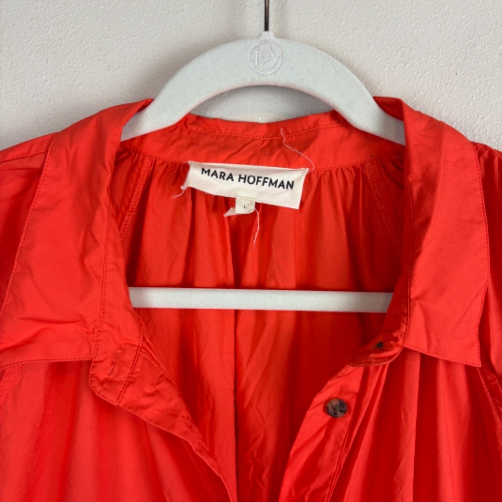 Mara Hoffman Cleo Organic Cotton Midi Shirt Dress in Poppy - Size Large - Picture 4 of 6
